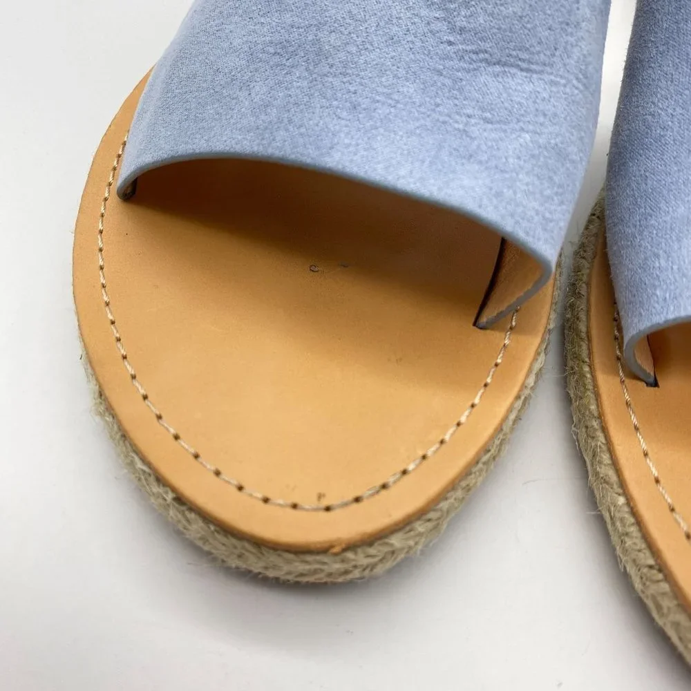 Lulus slip on sandals size 8.5 slides light blue flats summer cruise beach - Picture 3 of 7
